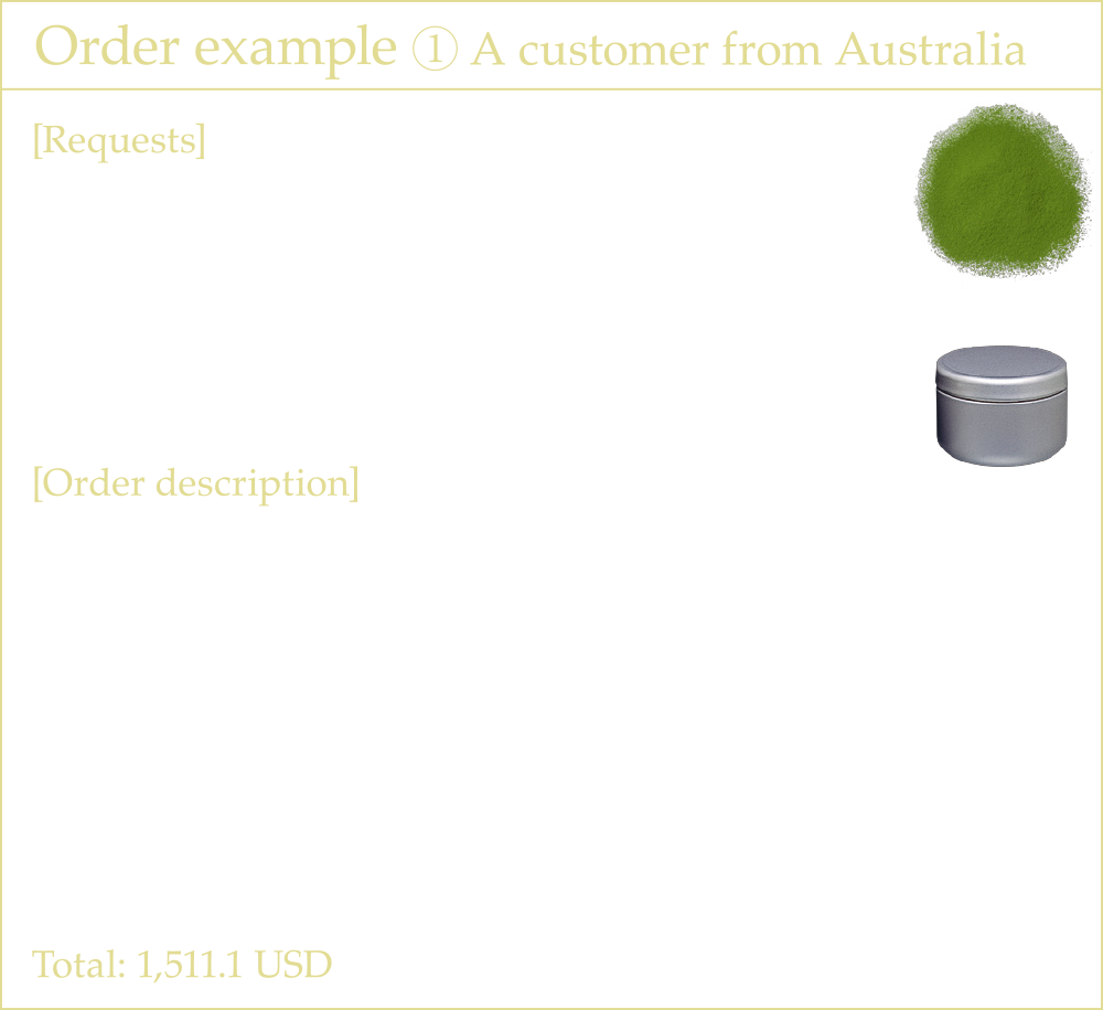 Order example 1 A customer from Australia