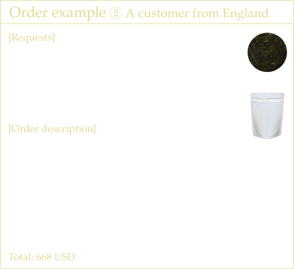 Order example 2 A customer from England